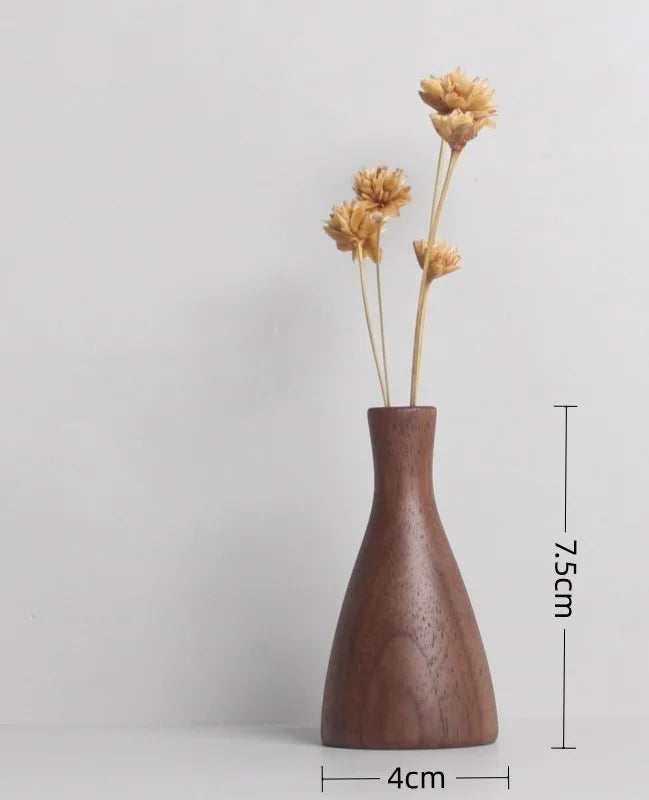 Handcrafted Black Walnut Mini Flower Vase – Solid Wood Decorative Home Ornament