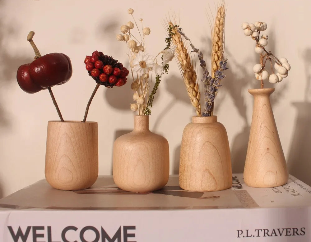 Handcrafted Black Walnut Mini Flower Vase – Solid Wood Decorative Home Ornament