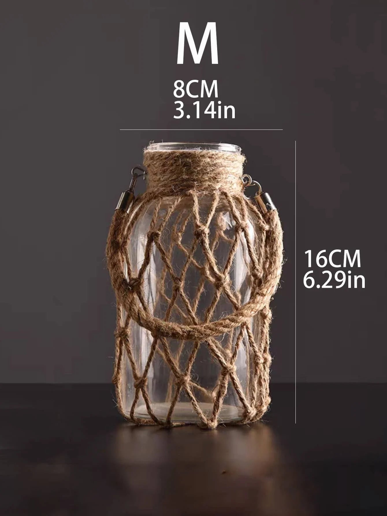 Handwoven Hemp Rope Glass Vase – Boho Nordic Decorative Vase for Dried Flowers, Living Room & Bedroom