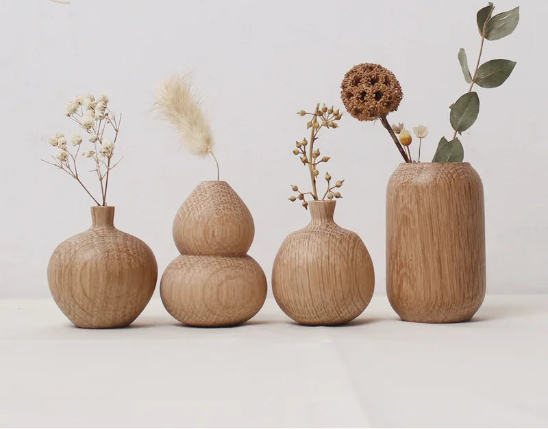 Handcrafted Black Walnut Mini Flower Vase – Solid Wood Decorative Home Ornament