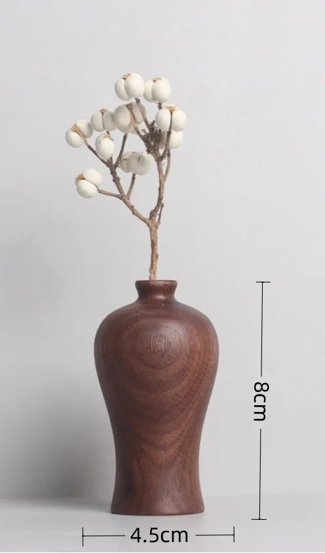 Handcrafted Black Walnut Mini Flower Vase – Solid Wood Decorative Home Ornament