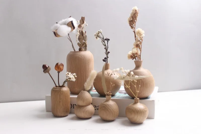 Handcrafted Black Walnut Mini Flower Vase – Solid Wood Decorative Home Ornament