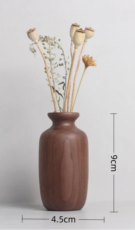 Handcrafted Black Walnut Mini Flower Vase – Solid Wood Decorative Home Ornament