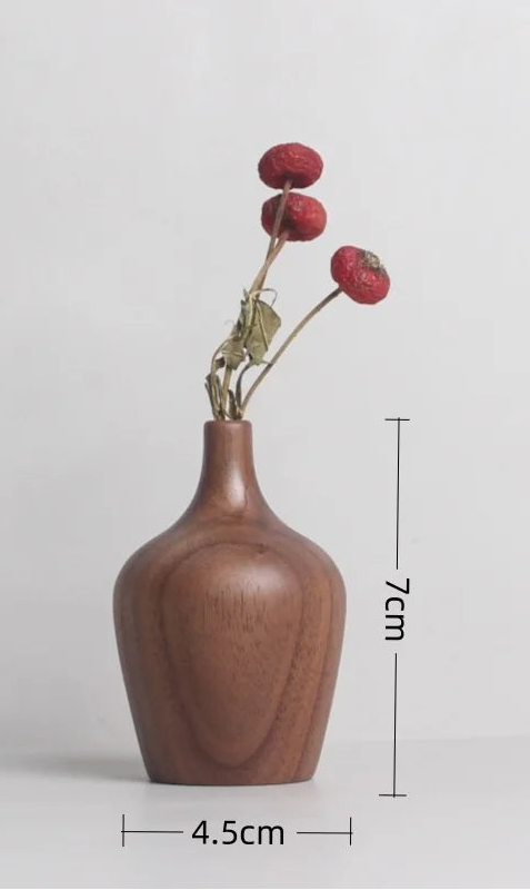 Handcrafted Black Walnut Mini Flower Vase – Solid Wood Decorative Home Ornament